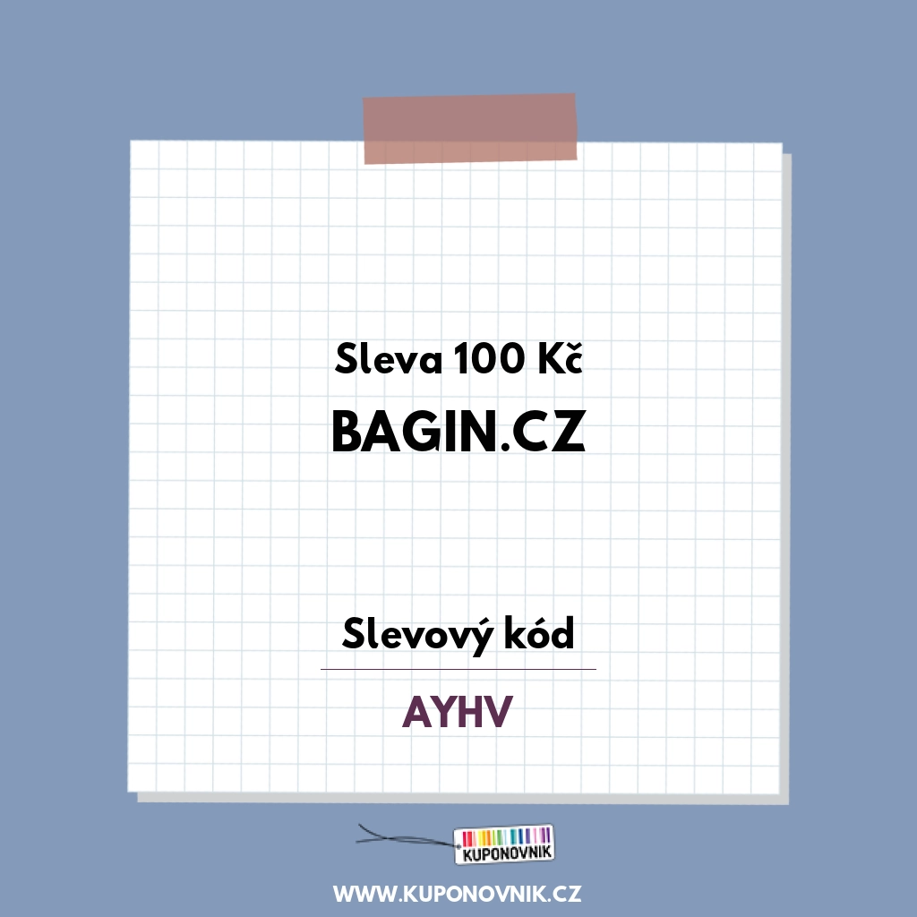 Bagin.cz slevový kód - Sleva 100 Kč