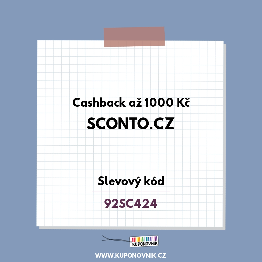 Sconto.cz slevový kód - Cashback až 1000 Kč