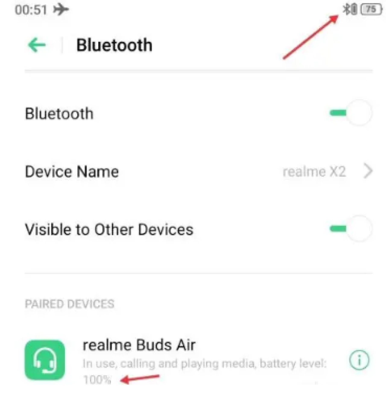 Jak poznat kolik energie ještě mají sluchátka Realme Buds Air?