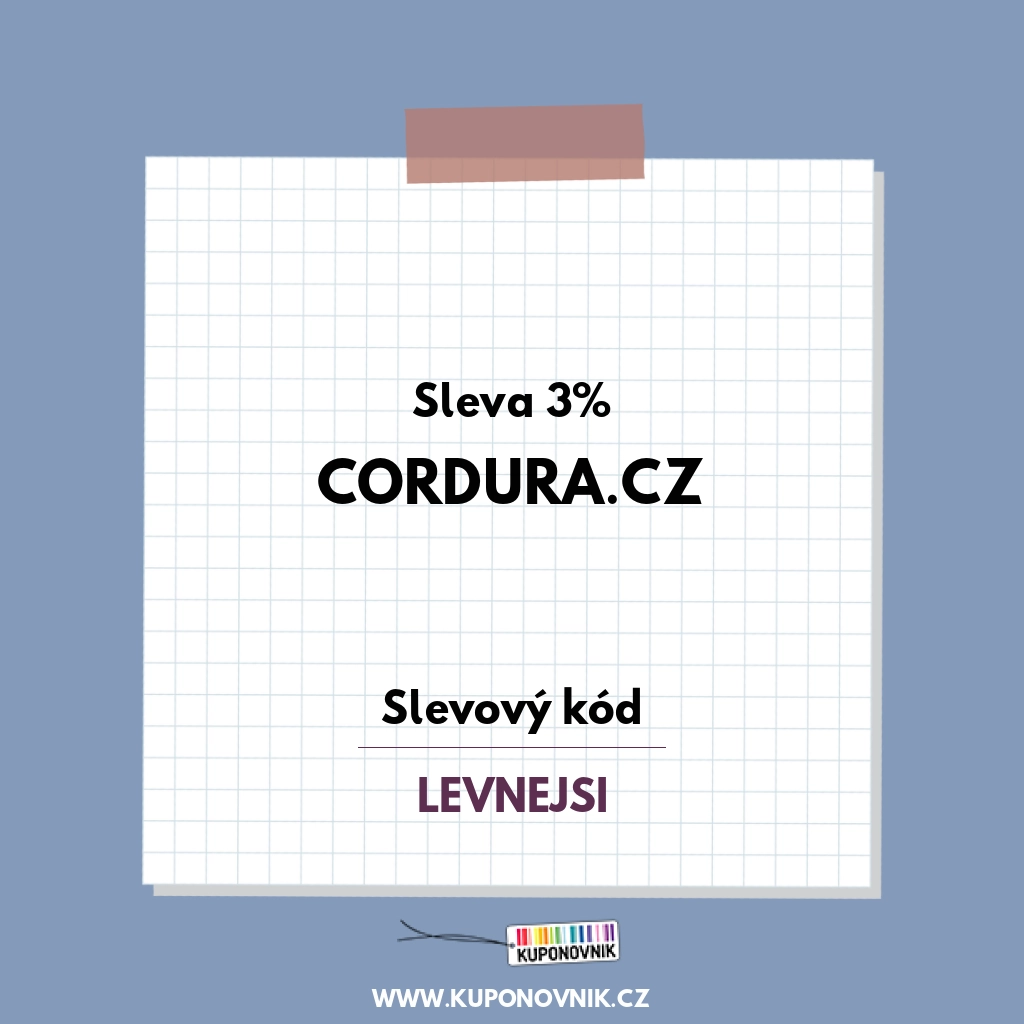 Cordura.cz slevový kód - Sleva 3%