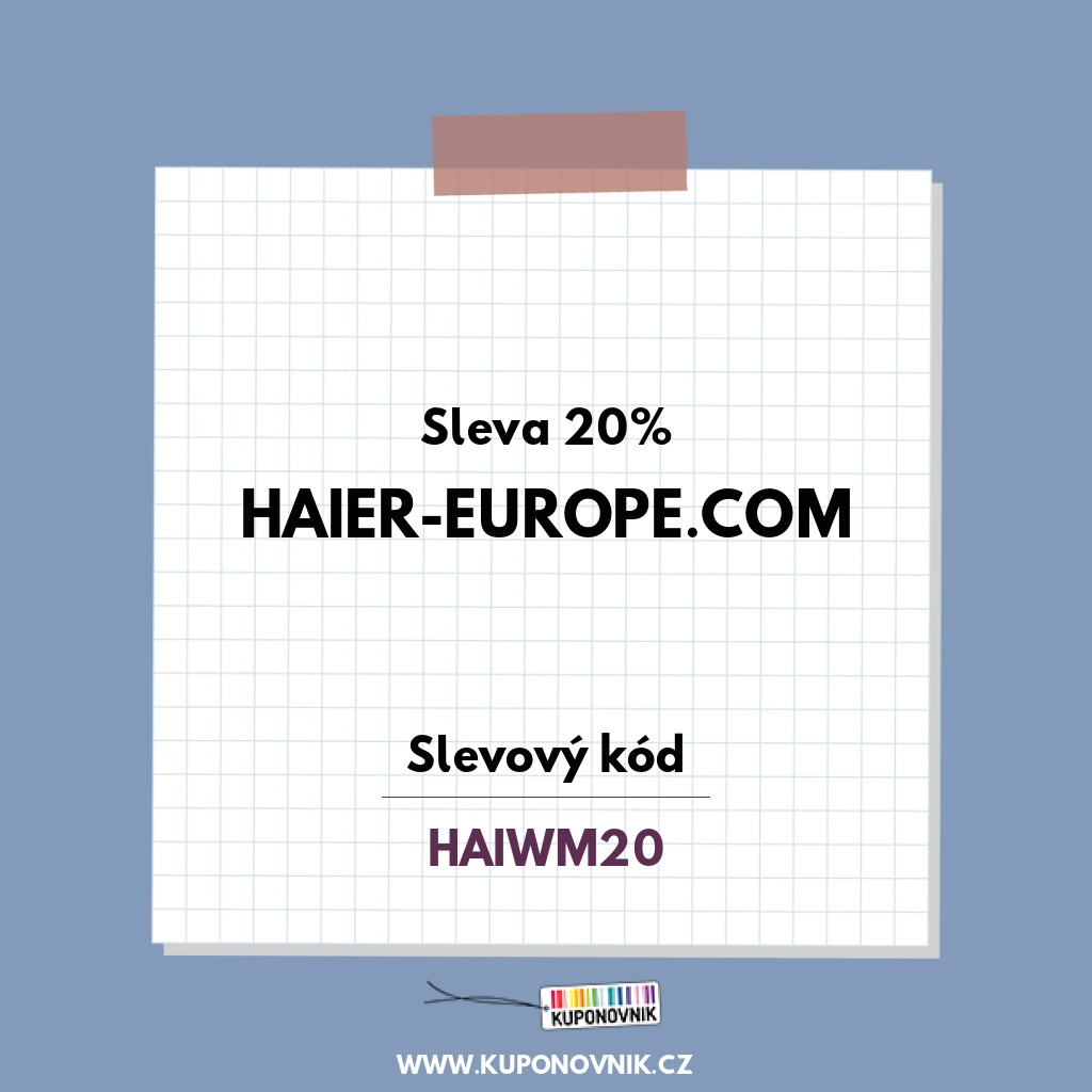 Haier-europe.com slevový kód - Sleva 20%