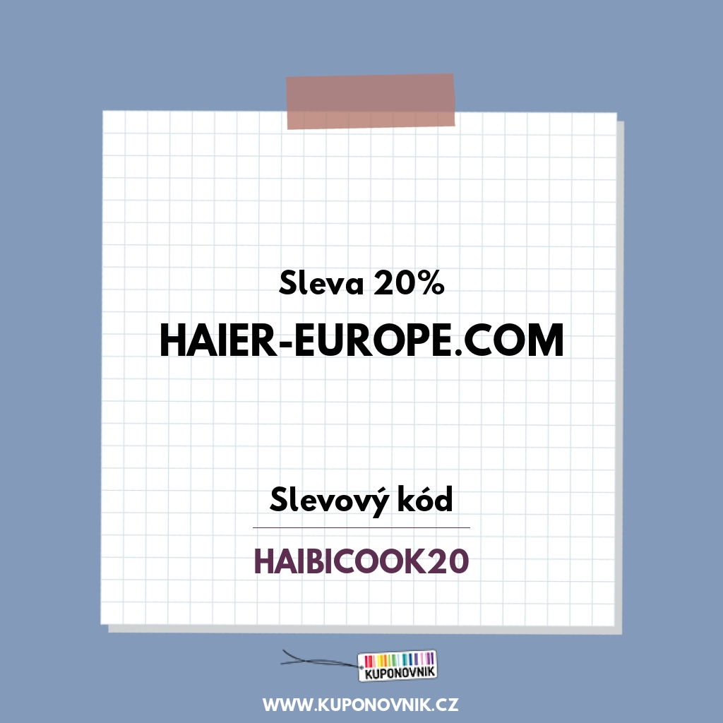 Haier-europe.com slevový kód - Sleva 20%